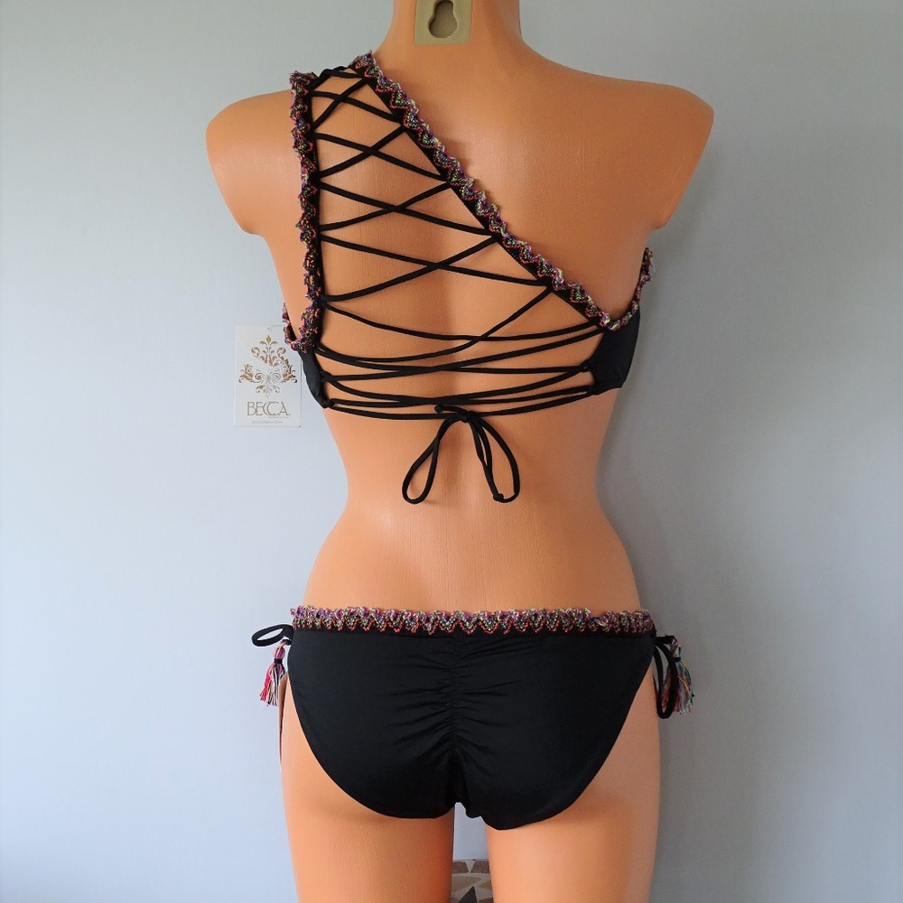 Becca 2Pc Mardi Gras Asymmetrical Bikini Set - Picture 3 of 3